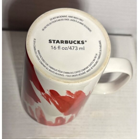 Starbucks Dot Water Color Valentine Red Coffee Mug 16 Oz - Picture 4 of 7